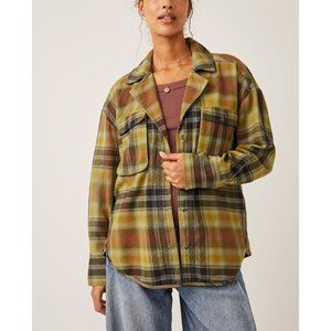 NWT: FREE PEOPLE Izzy Cargo Shirt / Olive Combo